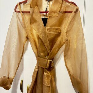 TAN JLUXLABEL Sheer Belted Rain Coat
